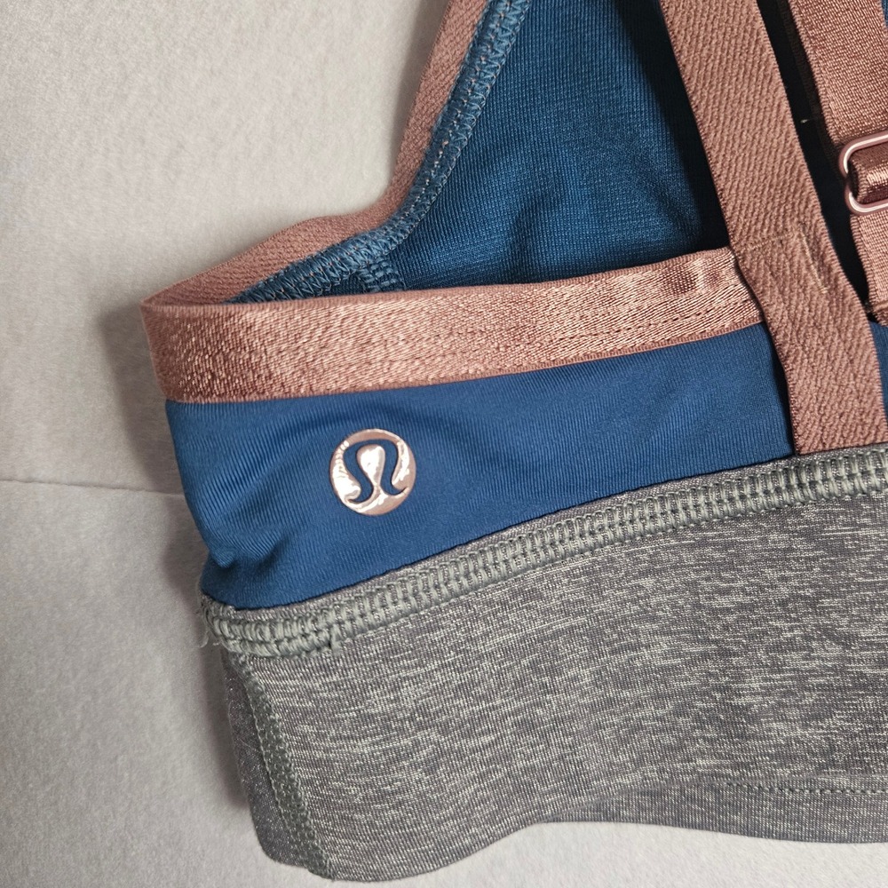 Lululemon Ebb To Street Bra Blue Borealis Copper Coil Grey 6 Yoga Sports Bra - Picture 5 of 6